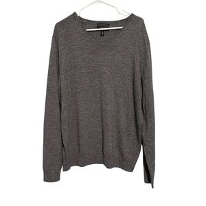 Nordstrom Men's Shop V-Neck 100% Italian Merino Wool Sweater Dk Gray Size XL